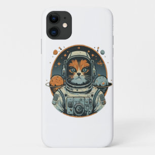 Cat-astronaut on Asteroids iPhone 11 Case