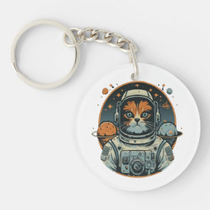 Cat-astronaut on Asteroids Key Ring