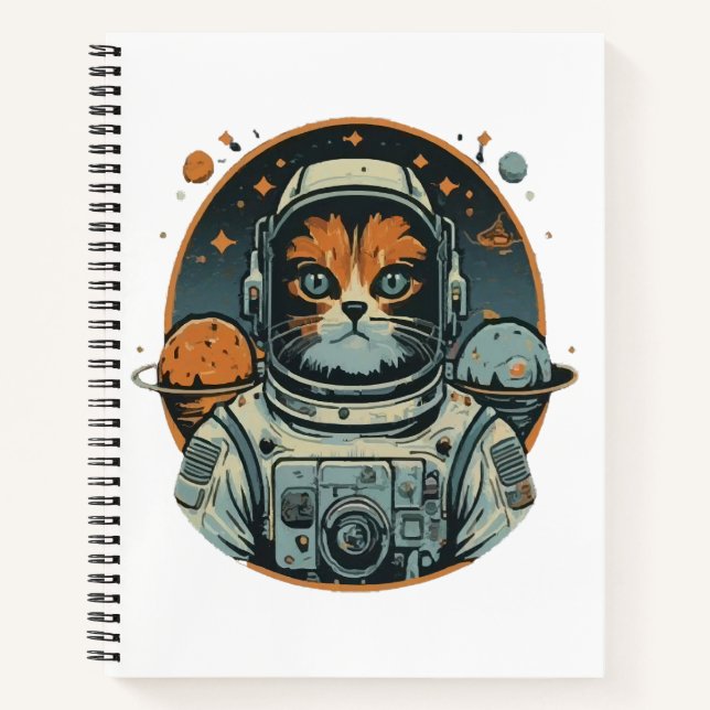 Cat-astronaut on Asteroids Notebook (Front)