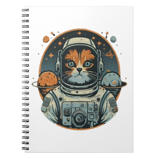 Cat-astronaut on Asteroids Notebook (Front)