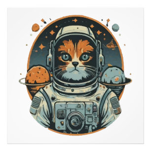 Cat-astronaut on Asteroids Photo Print