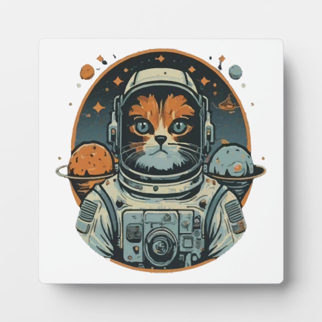 Cat-astronaut on Asteroids Plaque (Front)