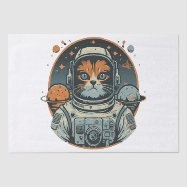 Cat-astronaut on Asteroids Tissue Paper (Front)