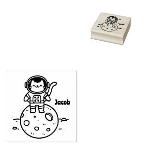 Cat Astronaut on the Moon - Adorable Rubber Stamp
