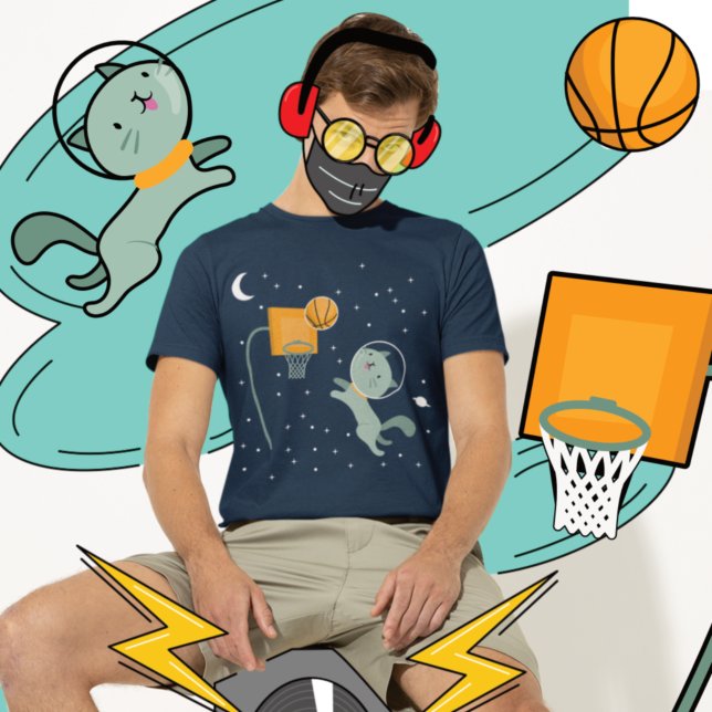 Cat Astronaut Playing Basketball In Space T-Shirt (Creator Uploaded)