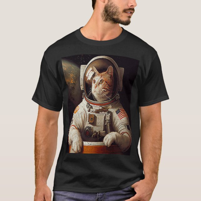 Cat Astronaut Space T-Shirt (Front)