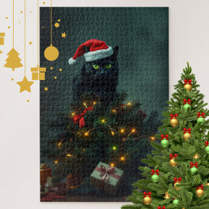 Cat-astrophe Christmas Holiday Chaos Funny Cat Jigsaw Puzzle