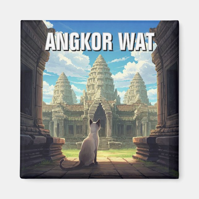 Cat at Angkor Wat Cambodia  Magnet (Front)