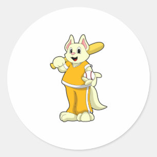 Cat at Baseball with Baseball bat Classic Round Sticker