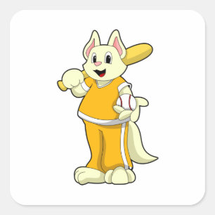 Cat at Baseball with Baseball bat Square Sticker