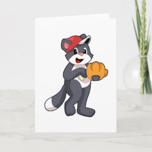 Cat at Baseball with Baseball glove.PNG Card