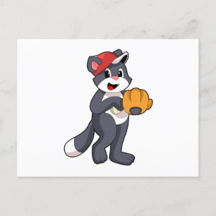 Cat at Baseball with Baseball glove.PNG Postcard