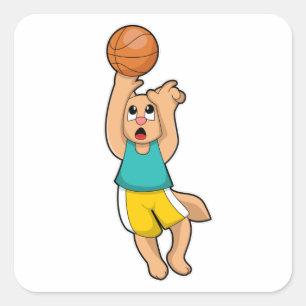 Cat at Basketball Sports Square Sticker