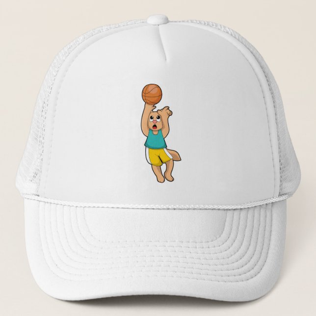 Cat at Basketball Sports Trucker Hat (Front)