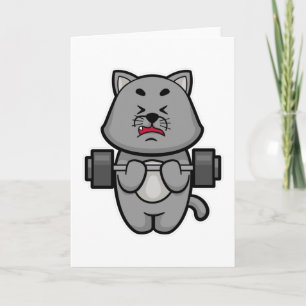 Cat at Biceps training with Barbell Card