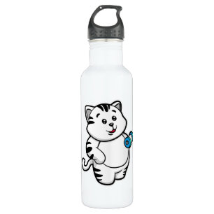 Cat at Biceps training with Dumbbell 710 Ml Water Bottle