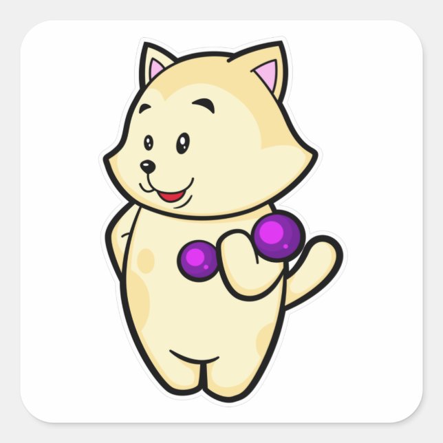 Cat at Biceps training with Dumbbell Square Sticker (Front)
