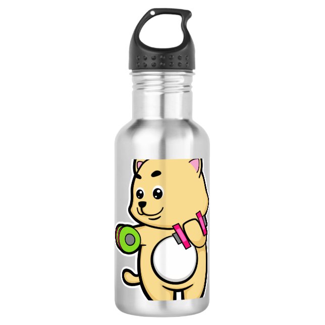 Cat at Biceps training with Dumbbells 710 Ml Water Bottle (Front)