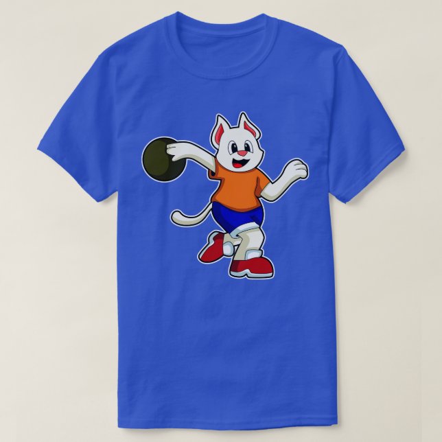 Cat at Bowling with Bowling ball 1 T-Shirt (Design Front)