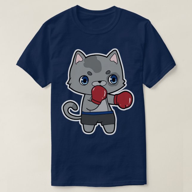 Cat at Boxing with Boxing gloves 2 T-Shirt (Design Front)