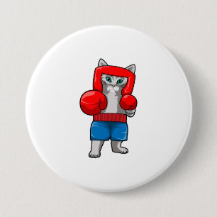 Cat at Boxing with Boxing gloves 7.5 Cm Round Badge