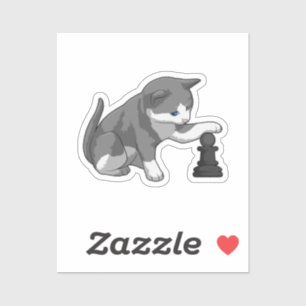 Cat at Chess with Chess piece Bishop