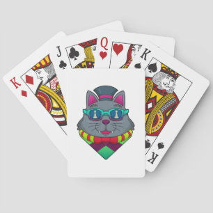 Cat at Chess with Chess piece Pawn Playing Cards