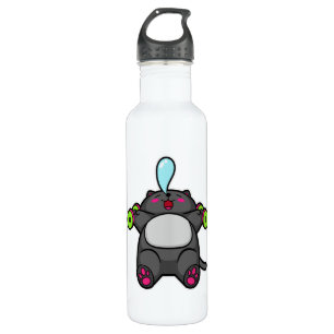 Cat at chest training with Dumbbells 710 Ml Water Bottle