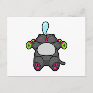 Cat at chest training with Dumbbells Postcard