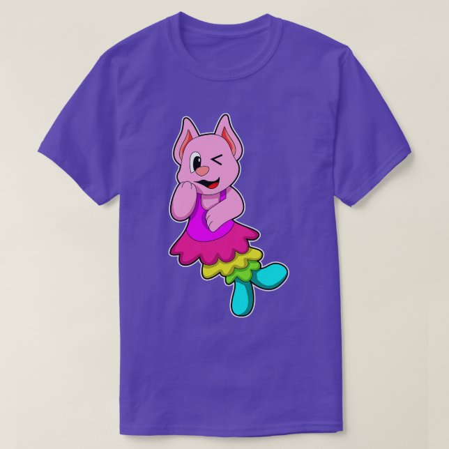 Cat at Dance with Skirt T-Shirt (Design Front)