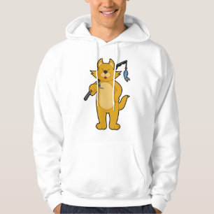 Cat at Fishing with Fishing rod & Fish Hoodie