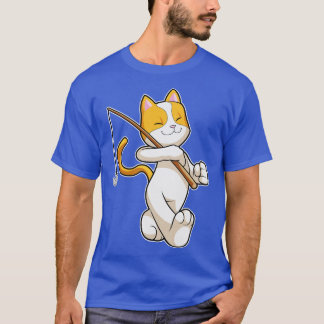 Cat at Fishing with Fishing rod T-Shirt