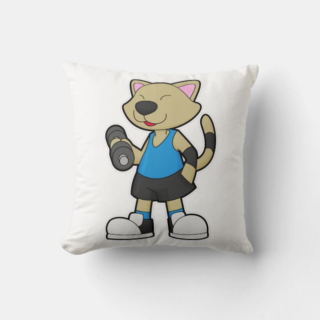 Cat at Fitness with Dumbbell Cushion (Front)