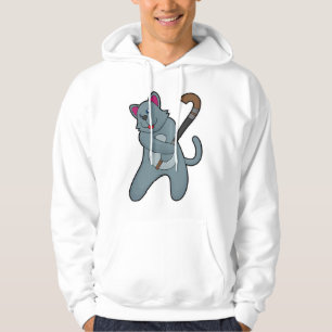 Cat at Hockey with Hockey stick Hoodie