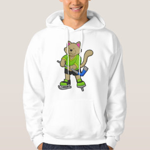 Cat at Hockey with Hockey stick Hoodie