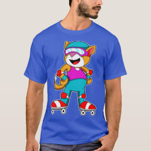 Cat at Inline skating with Inline skates Helmet T-Shirt