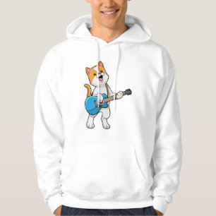 Cat at Music with Guitar Hoodie