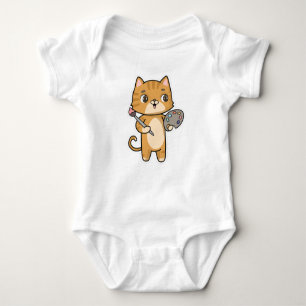 Cat at Painting with Colour & Brush Baby Bodysuit