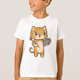 Cat at Painting with Colour & Brush T-Shirt