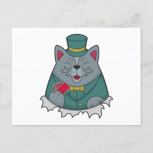 Cat at Poker with Poker cards