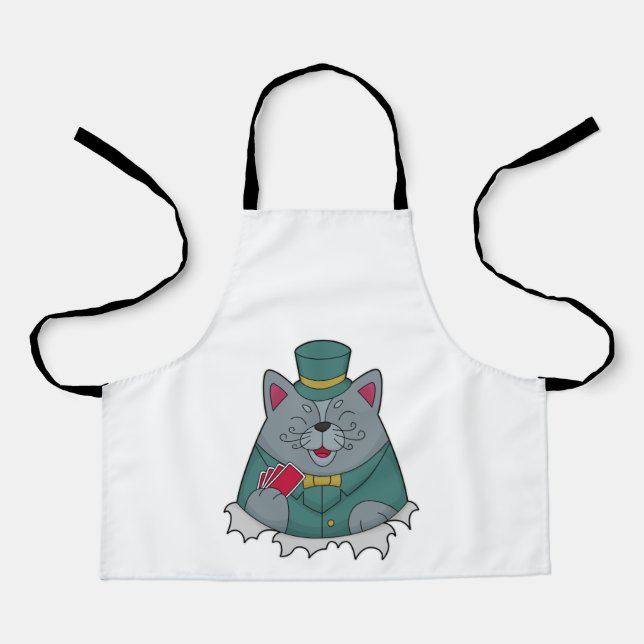 Cat at Poker with Poker cards Apron (Front)