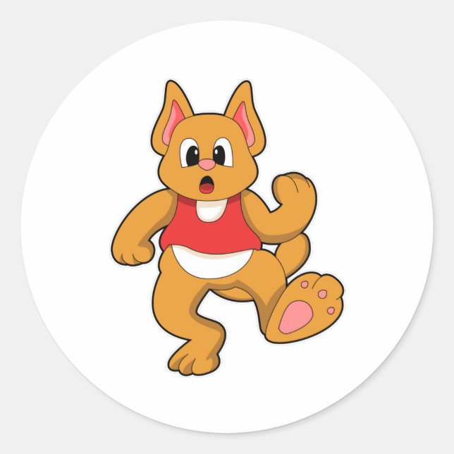 Cat at Running Classic Round Sticker (Front)