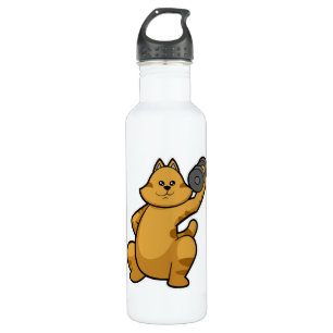 Cat at shoulder training with Dumbbell 710 Ml Water Bottle
