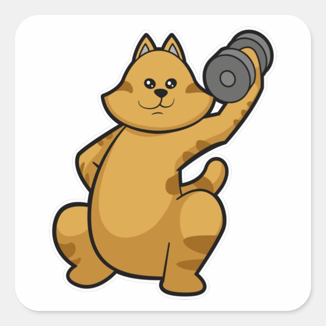 Cat at shoulder training with Dumbbell Square Sticker (Front)