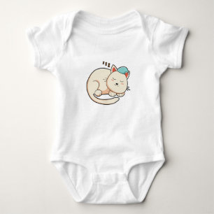 Cat at Sleeping with Nightcap Baby Bodysuit