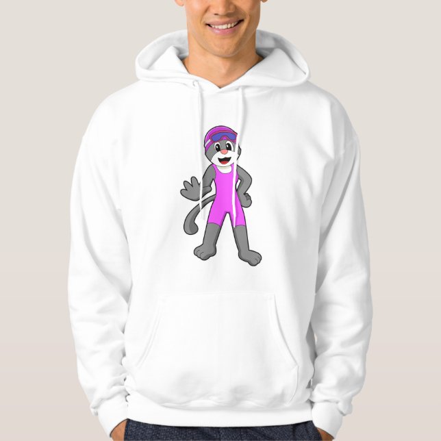 Cat at Swimming with Swimsuit Hoodie (Front)