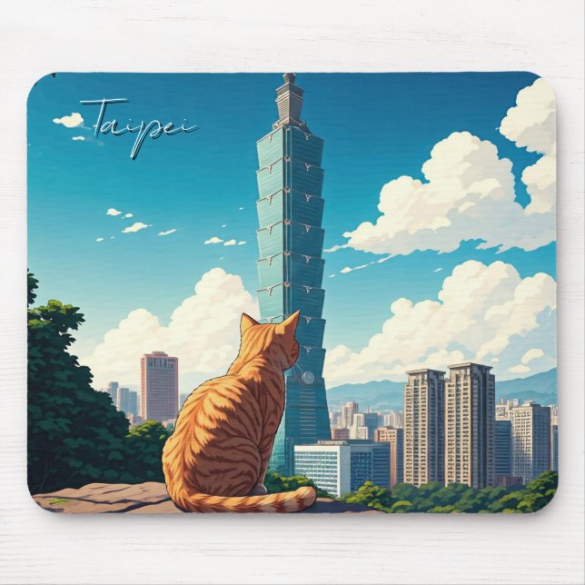 Cat at Taipei 101 Taiwan Mouse Pad (Front)
