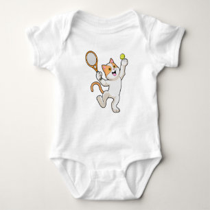 Cat at Tennis with Tennis racket Baby Bodysuit