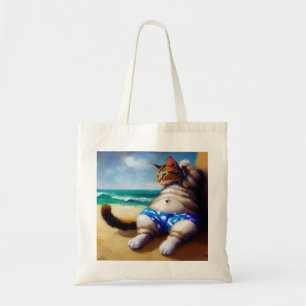 Cat At the Beach Tote Bag