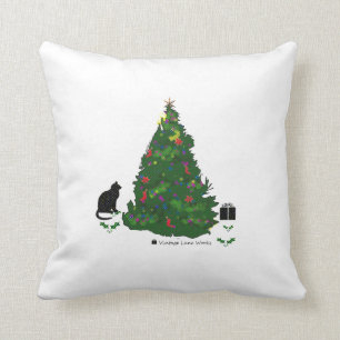 Cat At The Christmas Tree Cushion